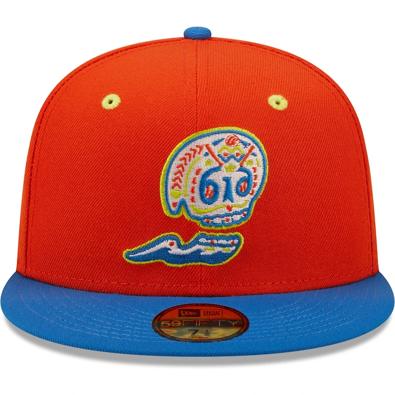 Casquette ajustée New Era 59FIFTY orange/bleue pour homme Calaveras De West Michigan Copa La Diversion