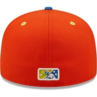 Casquette ajustée 59FIFTY Calaveras De West Michigan Copa La Diversion New Era pour homme, orange/bleu