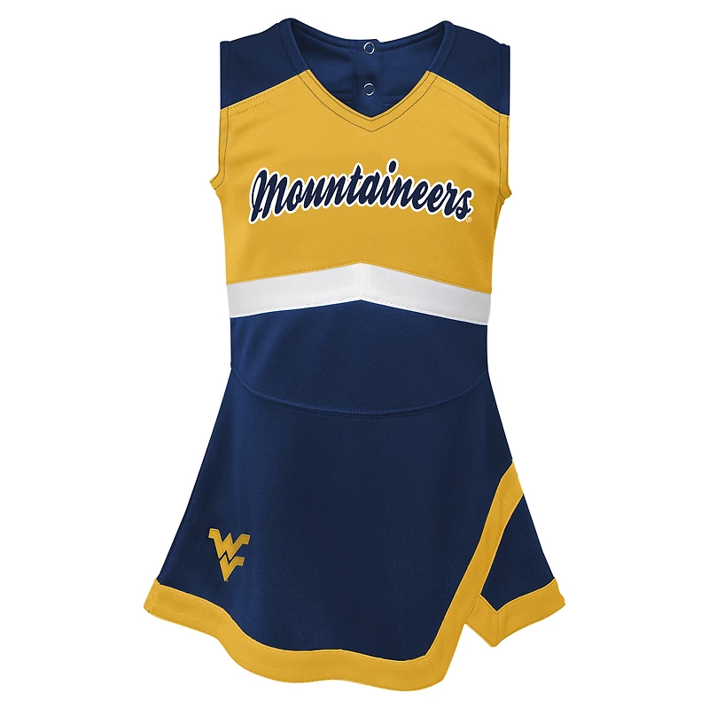 Girls Toddler Navy West Virginia Mountaineers Cheer Captain Dress with Bloomers