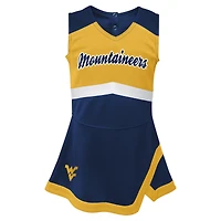 Girls Toddler Navy West Virginia Mountaineers Cheer Captain Dress with Bloomers