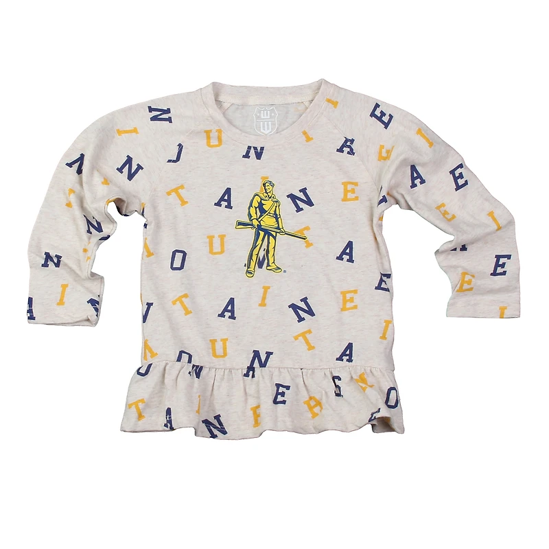 Ensemble t-shirt à manches longues et leggings volants raglan pour fille Wes & Willy Oatmeal West Virginia Mountaineers