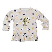 Ensemble t-shirt à manches longues et leggings volants raglan pour fille Wes & Willy Oatmeal West Virginia Mountaineers