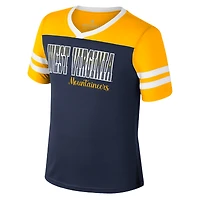 Girls Youth Colosseum Navy West Virginia Mountaineers Space Opera T-Shirt