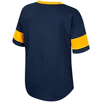 T-shirt Tomika à col en V noué sur le devant pour filles Colosseum Navy West Virginia Mountaineers