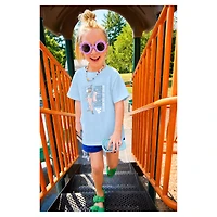 Girls Youth  Light Blue West Virginia Mountaineers Americana Mascot Flag T-Shirt