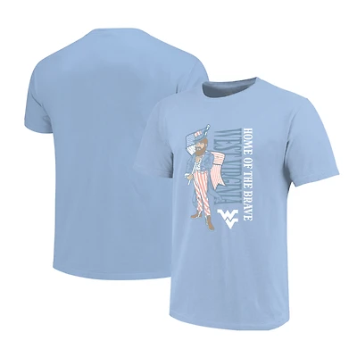 Girls Youth  Light Blue West Virginia Mountaineers Americana Mascot Flag T-Shirt