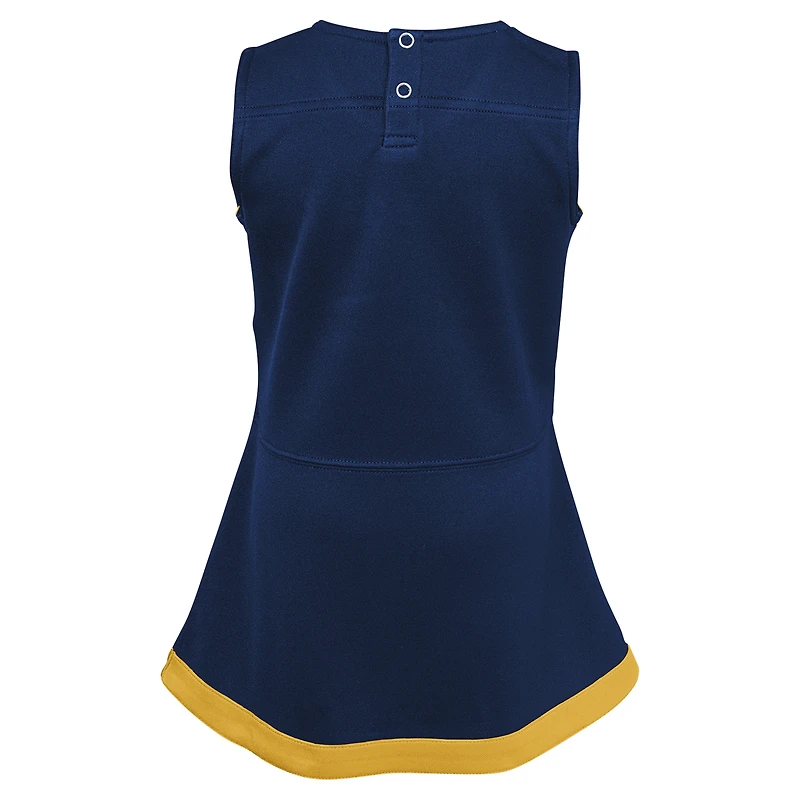Girls Youth Navy West Virginia Mountaineers Cheer Captain Jumper Dress
