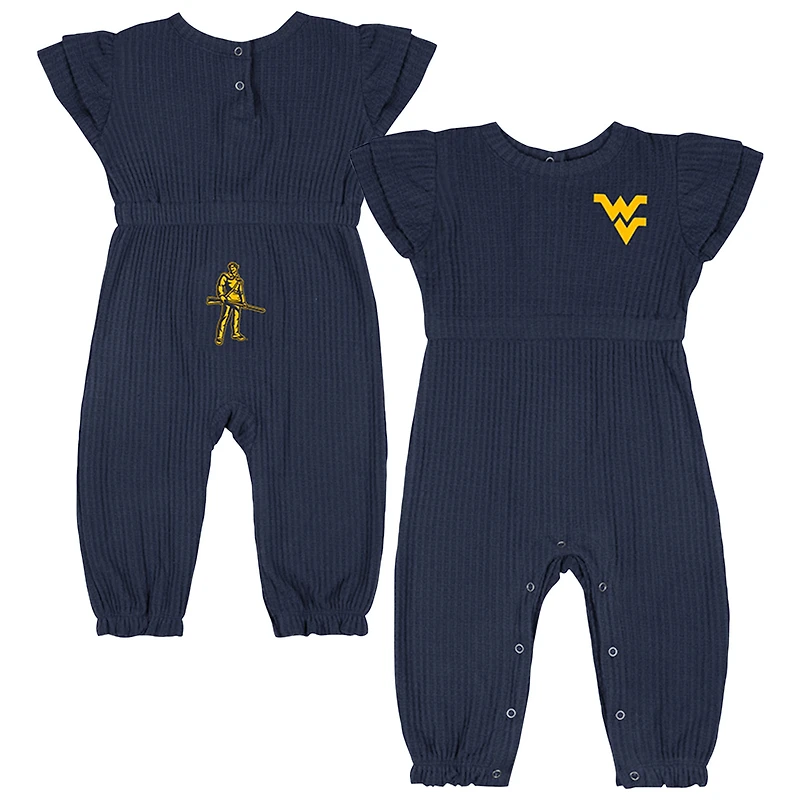 Barboteuse en tricot gaufré Beautopia pour bébé, bleu marine, des West Virginia Mountaineers