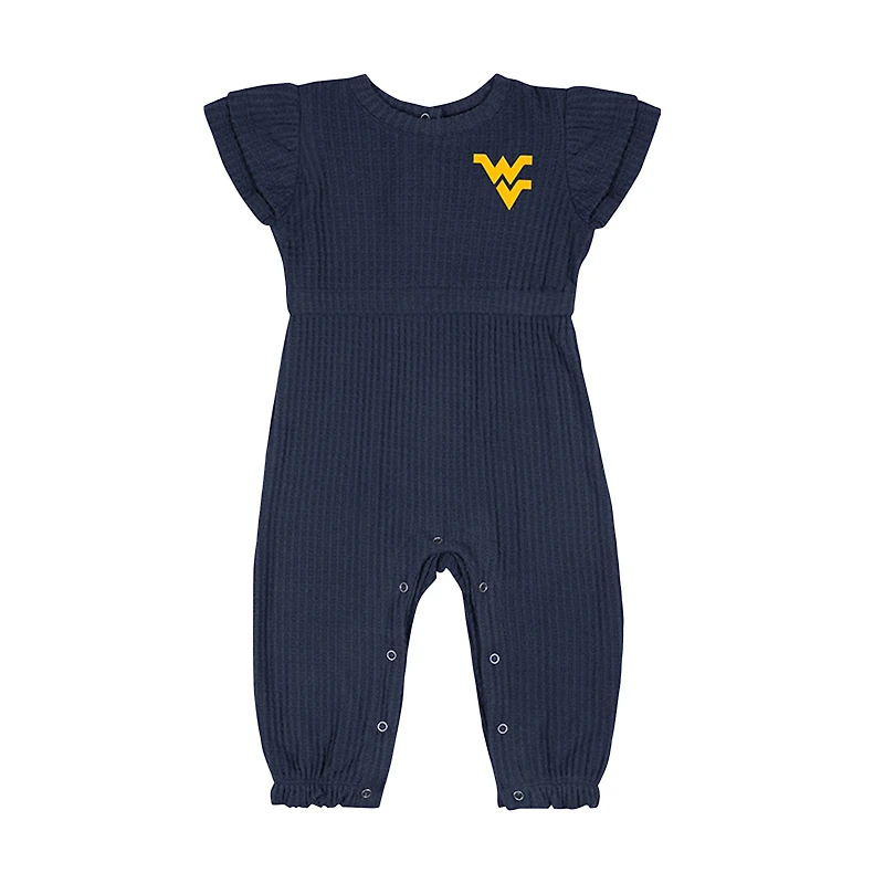 Infant Colosseum Navy West Virginia Mountaineers Beautopia Waffle Knit Romper