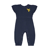 Infant Colosseum Navy West Virginia Mountaineers Beautopia Waffle Knit Romper
