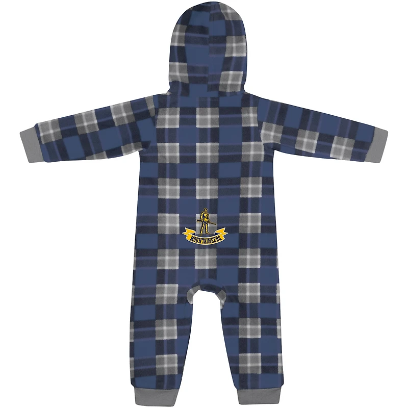 Infant Colosseum Navy West Virginia Mountaineers Full-Zip Plaid Hoodie Long Sleeve Jumper