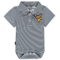 Infant Garb Navy/White West Virginia Mountaineers Carson Striped Short Sleeve Bodysuit