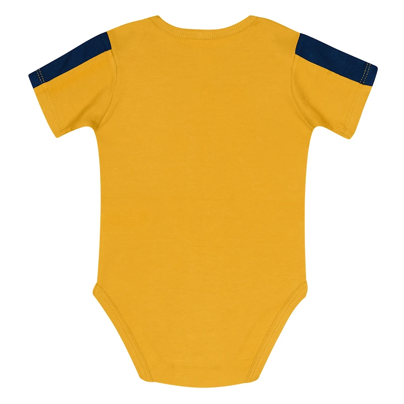 Ensemble 3 pièces pour bébé Outerstuff bleu marine/doré West Virginia Mountaineers, combinaison et pantalon doublés