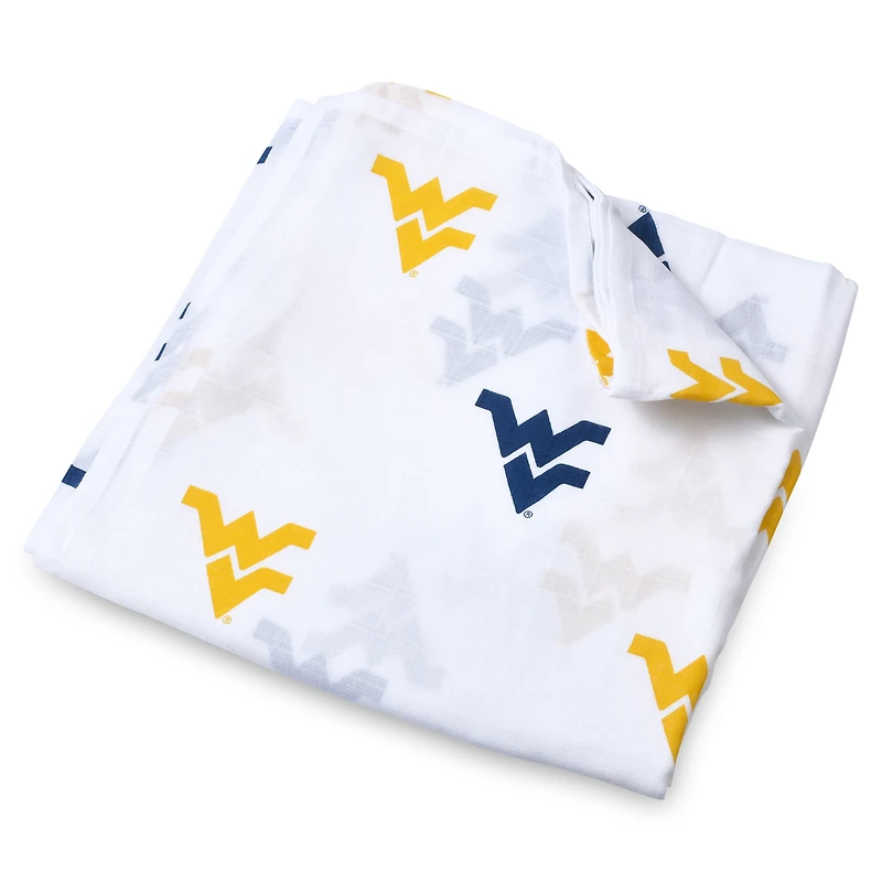 Infant Three Little Anchors White West Virginia Mountaineers 47'' x 47'' Muslin Swaddle Blanket