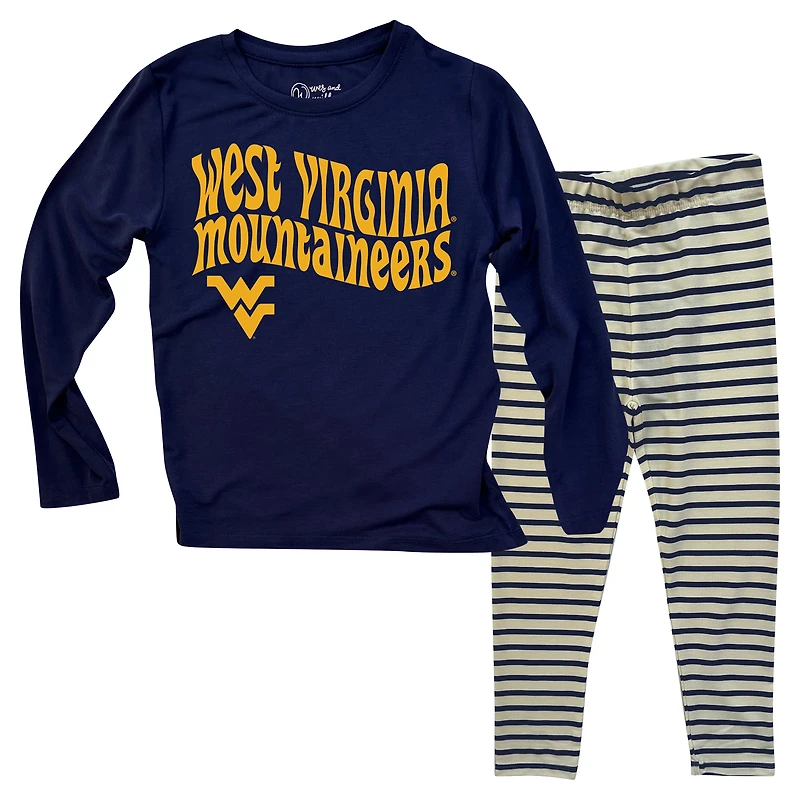 Ensemble haut à manches longues et leggings rayés tri-blend pour bébé Wes & Willy West Virginia Mountaineers