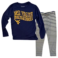 Ensemble haut à manches longues et leggings rayés tri-blend pour bébé Wes & Willy West Virginia Mountaineers
