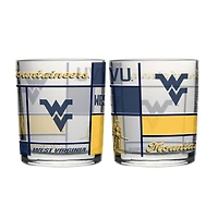 Logo Brands West Virginia Mountaineers 12oz. Quilted Stained Two-Pack Rocks Glass Set