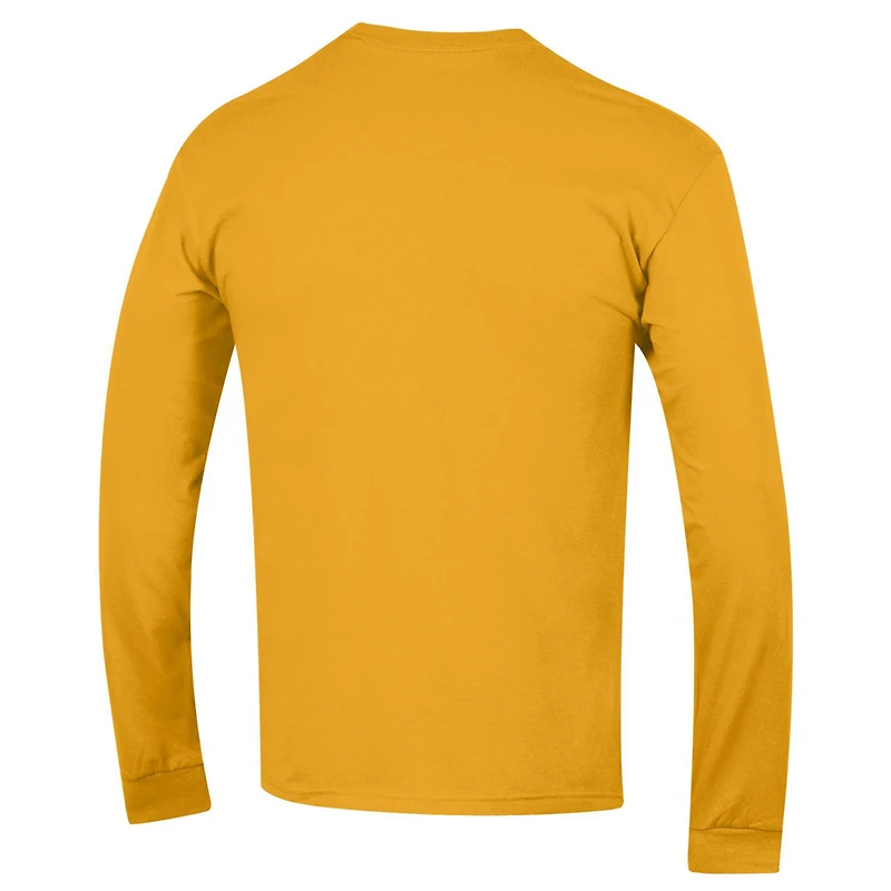 Men's Champion Gold West Virginia Mountaineers Arch Over Logo Long Sleeve T-Shirt