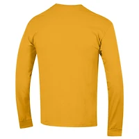 Men's Champion  Gold West Virginia Mountaineers Arch Over Logo Long Sleeve T-Shirt