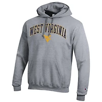Sweat à capuche logo Arch Over Champion Heather Grey pour homme des West Virginia Mountaineers