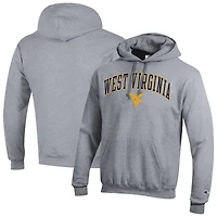Sweat à capuche logo Arch Over Champion Heather Grey pour homme des West Virginia Mountaineers