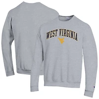 Sweat-shirt à capuche avec logo Arch Over Champion Heather Grey pour homme des West Virginia Mountaineers