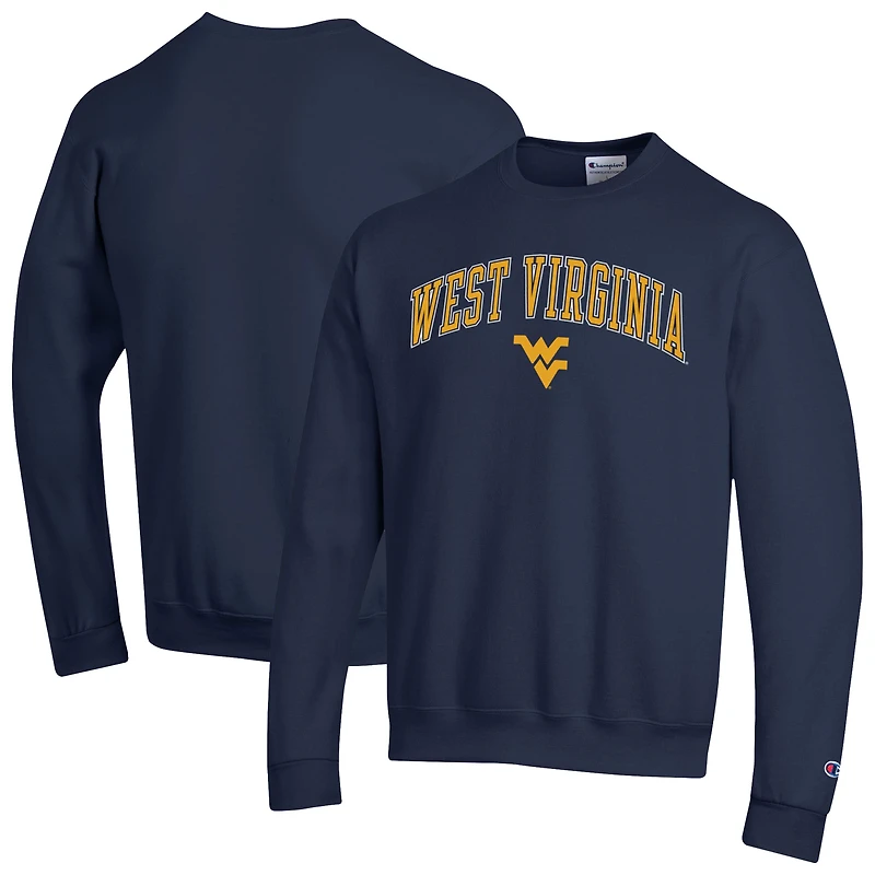 Men's Champion Heather Gray West Virginia Mountaineers Arch Over Logo Pullover Sweatshirt
