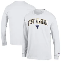 Men's Champion  White West Virginia Mountaineers Arch Over Logo Long Sleeve T-Shirt