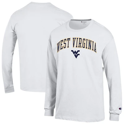 Men's Champion  White West Virginia Mountaineers Arch Over Logo Long Sleeve T-Shirt