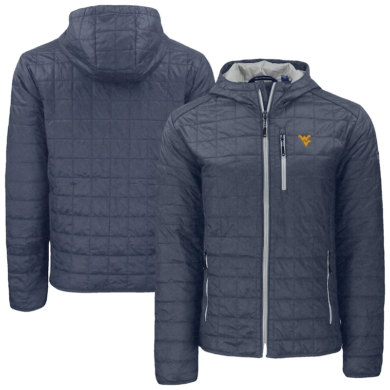 Veste à capuche zippée intégrale Cutter & Buck Anthracite West Virginia Mountaineers Rainier Eco PrimaLoft pour homme