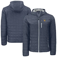 Veste à capuche zippée intégrale Cutter & Buck Anthracite West Virginia Mountaineers Rainier Eco PrimaLoft pour homme