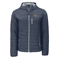 Men's Cutter & Buck  Anthracite West Virginia Mountaineers Rainier Eco PrimaLoft Hooded Full-Zip Jacket