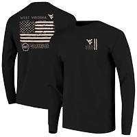 T-shirt à manches longues noir pour homme West Virginia Mountaineers OHT, motif camouflage superposé, couleurs confortables