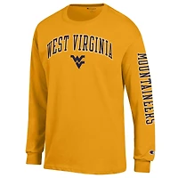 Men's Champion  Navy West Virginia Mountaineers Arch Over Logo 2-Hit Long Sleeve T-Shirt