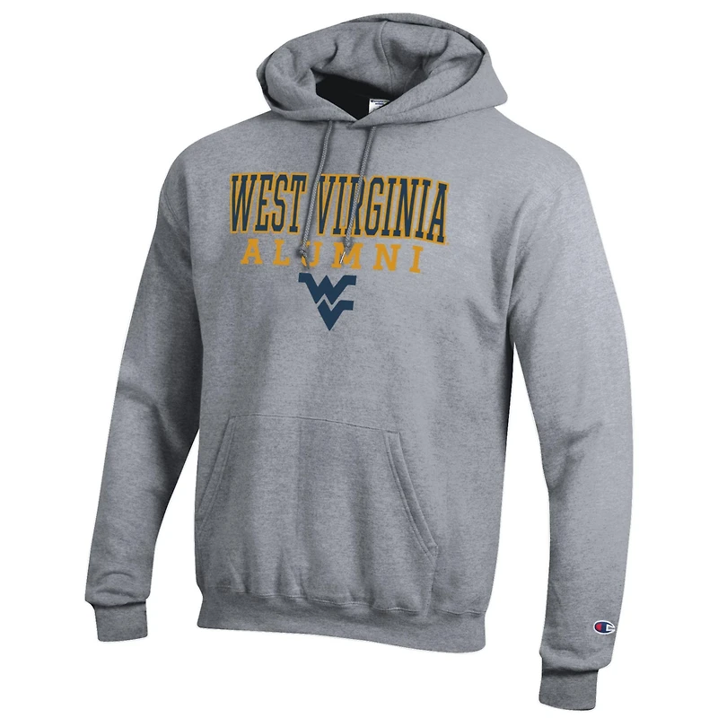 Men's Champion  Gray West Virginia Mountaineers Alumni Logo Stack Pullover Hoodie