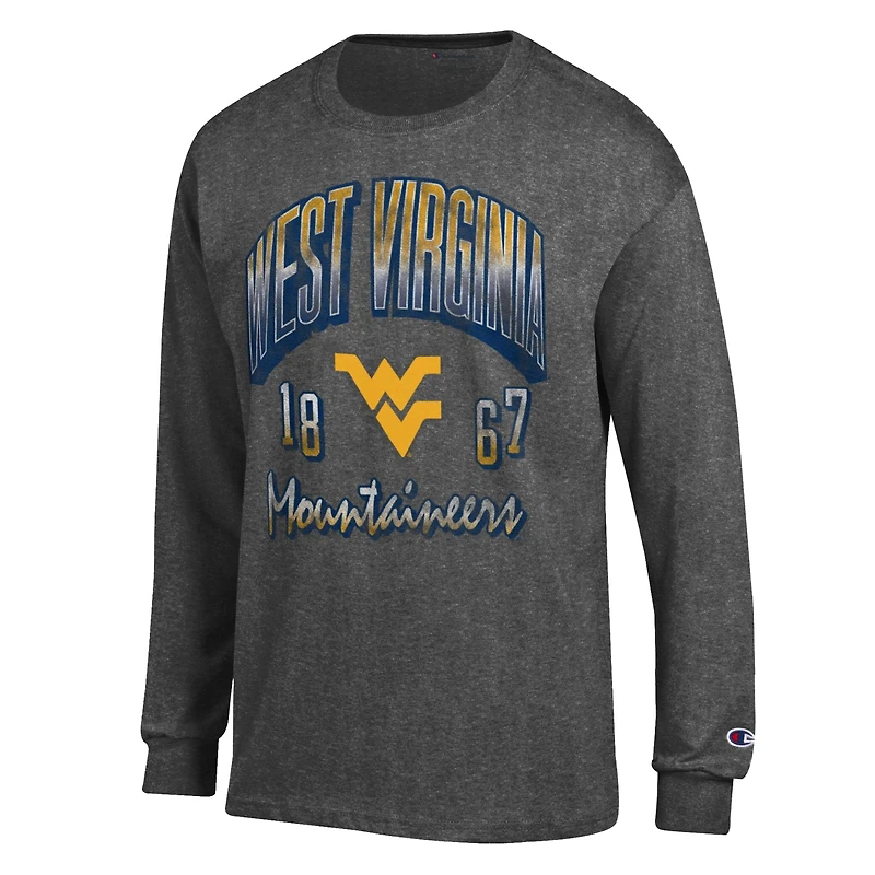 Men's Champion  Heather Charcoal West Virginia Mountaineers Bold Long-Sleeve T-Shirt