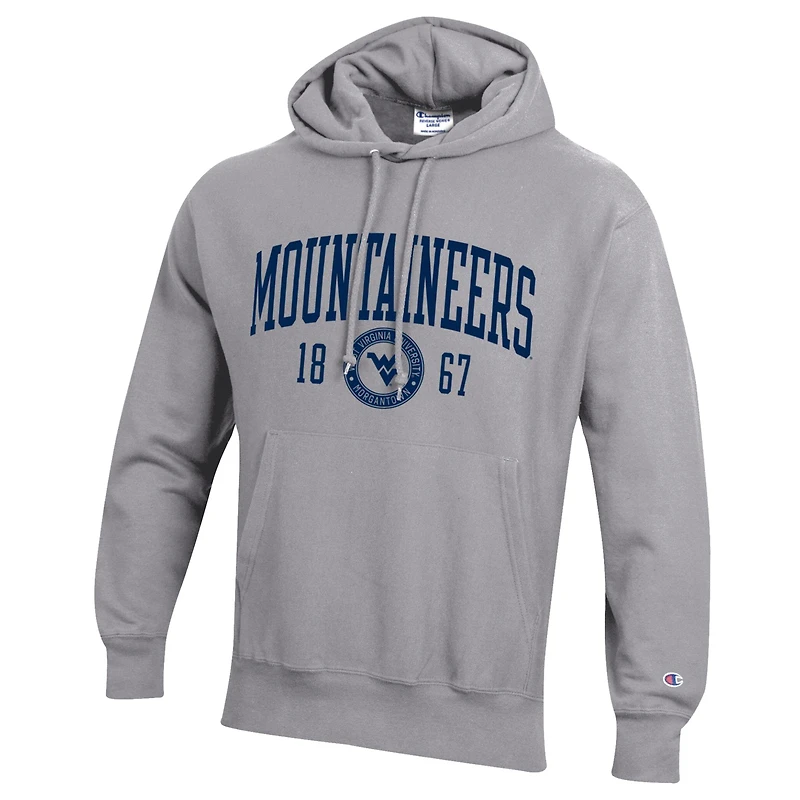 Men's Champion Heather Gray West Virginia Mountaineers Established Reverse Weave Hoodie