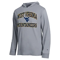 Men's Champion  Heather Gray West Virginia Mountaineers High Motor All-Star Long Sleeve Hooded T-Shirt