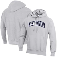 Men's Champion Heather Gray West Virginia Mountaineers Team Arch Reverse Weave Relaxed Fit Pullover Hoodie