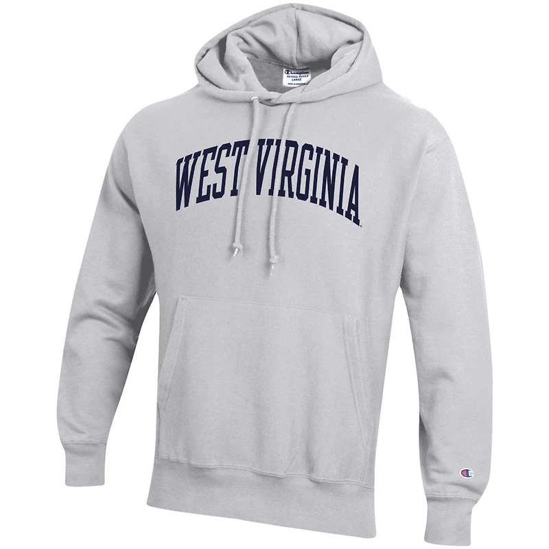 Sweat à capuche coupe décontractée Champion Heather Gray West Virginia Mountaineers Team Arch Reverse Weave pour homme