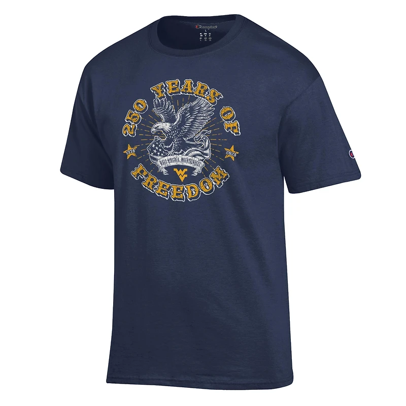 Men's Champion Navy West Virginia Mountaineers Americana 250 Years of Freedom Tonal T-Shirt