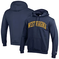 Sweat à capuche en polaire Basic Arch pour homme Champion Navy West Virginia Mountaineers