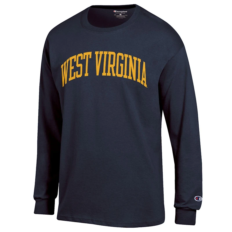 Men's Champion  Navy West Virginia Mountaineers Basic Arch Long Sleeve T-Shirt
