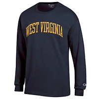 Men's Champion  Navy West Virginia Mountaineers Basic Arch Long Sleeve T-Shirt