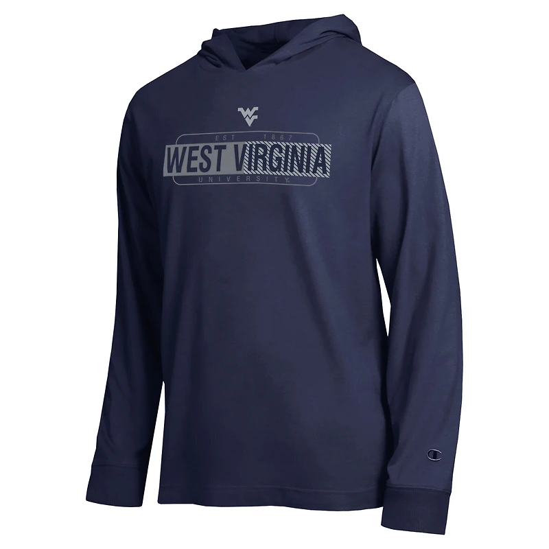 Men's Champion Navy West Virginia Mountaineers Gradient All-Star Long Sleeve Hooded T-Shirt