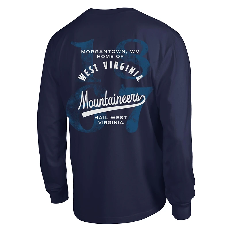Men's Champion  Navy West Virginia Mountaineers Laminated All-Star Long Sleeve T-Shirt