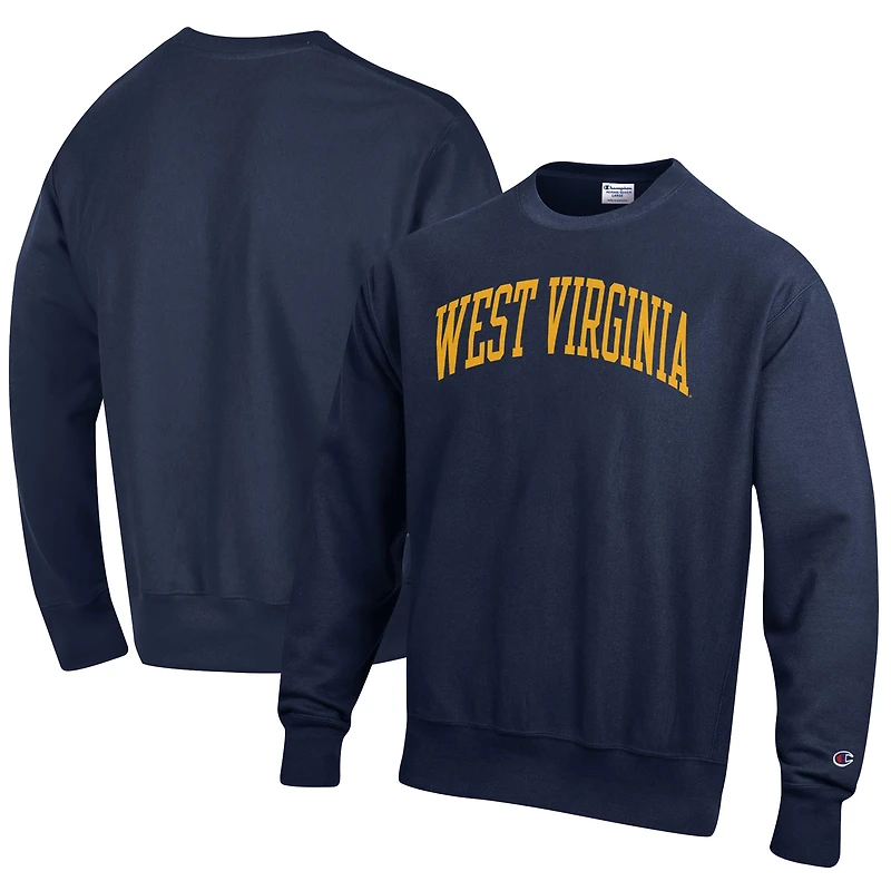 Sweat-shirt à enfiler Champion bleu marine West Virginia Mountaineers coupe décontractée pour homme, tissage inversé Arch