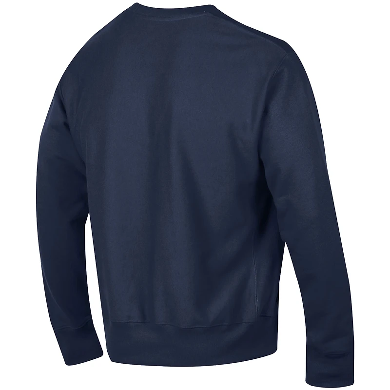 Sweat-shirt à enfiler Champion bleu marine West Virginia Mountaineers pour homme, coupe décontractée, motif Arch Reverse Weave.
