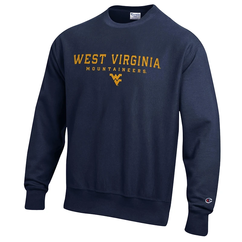 Men's Champion  Navy West Virginia Mountaineers Relentless Reverse Weave Sweatshirt