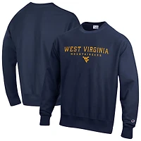 Men's Champion  Navy West Virginia Mountaineers Relentless Reverse Weave Sweatshirt